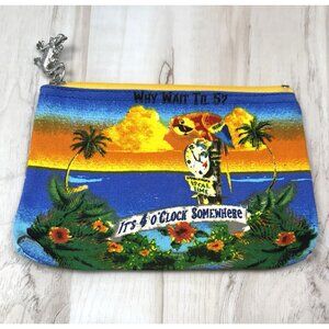 GOIN' COASTAL 9"x6" Multicolor Canvas Why Wait Til 5? Zipper Bag Pouch Cosmetic